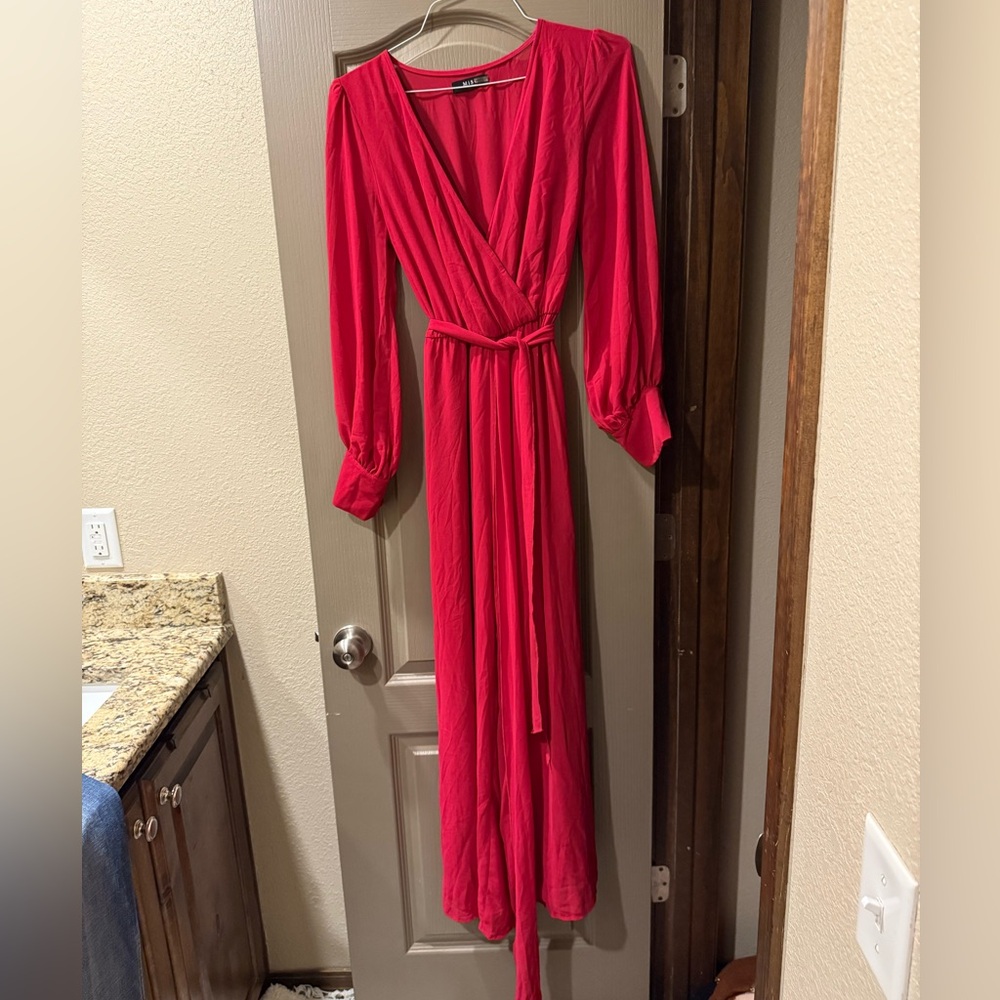 Bright red long sleeve Size M jumpsuit